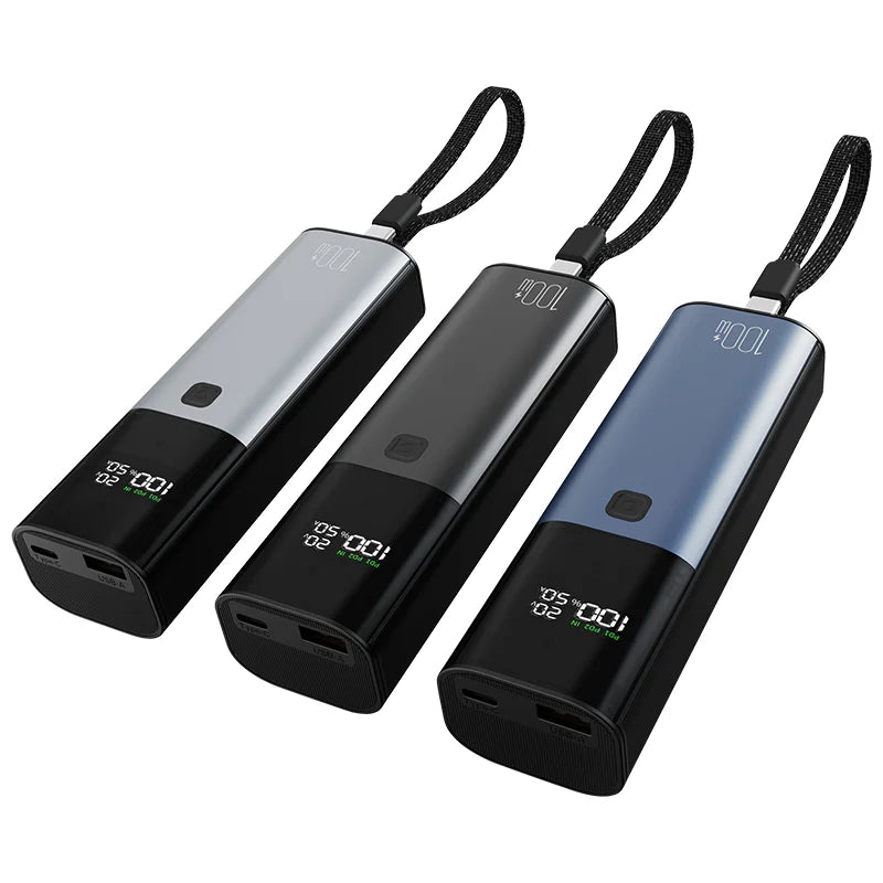 LCD Screen Display  Power Bank 10000mah PD 100W Custom Power Bank Super Fast Charging with Built in Cable for Laptop