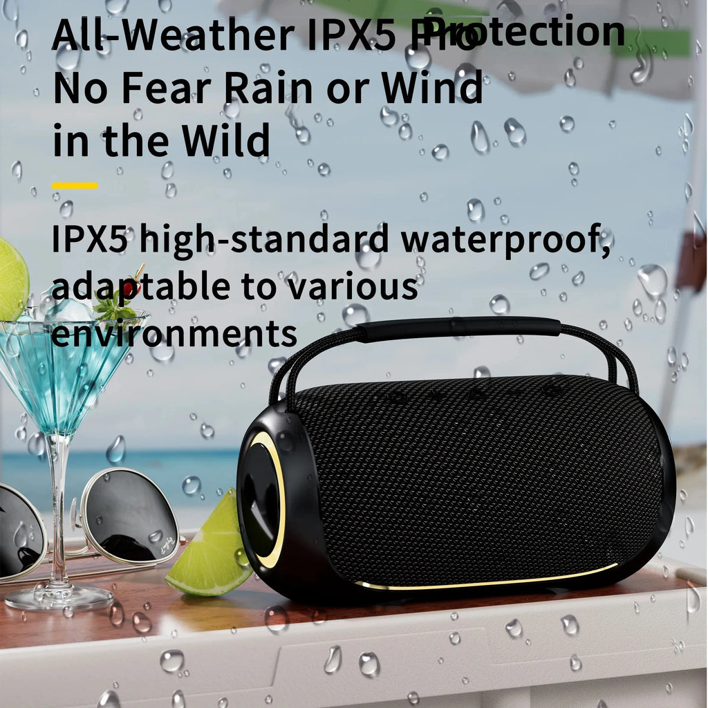 Portable Wireless for BT Speakers 40W Output with RGB LED Lighting Waterproof Outdoor Subwoofer for Home Use Version 5.3