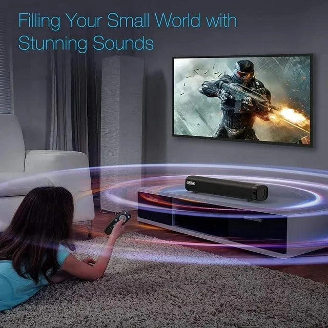 30W Active Sound Bar PC Built-in Subwoofer Wired Speaker Computer Optical/Aux/USB Wall Mountable Portable Surround Sound System