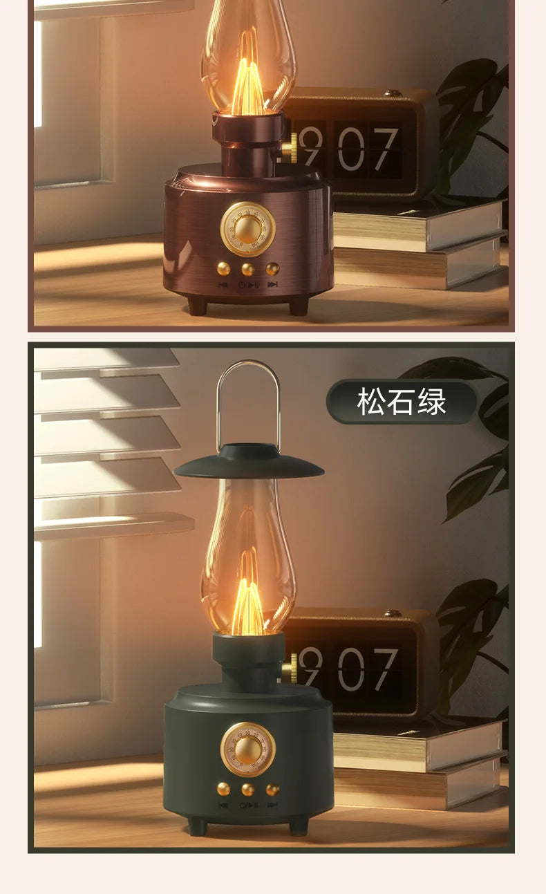 New Kerosene Lamp Retro Bluetooth 5.3 Speaker Outdoor Portable Flame Camping Atmosphere Light Table Small Night Light