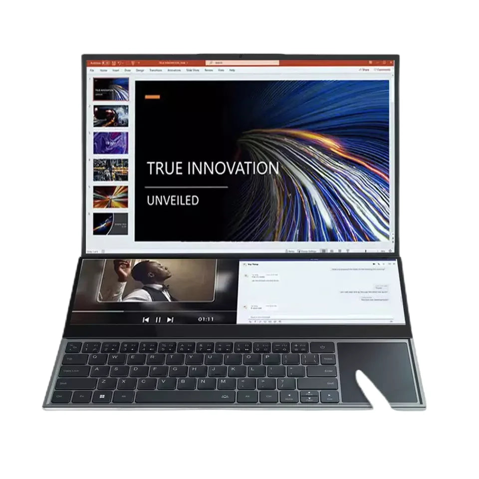 OEM Factory's Dual Screen Notebook Core I7-9750H Processor 16 Inch + 14 Inch 2K Touch Screen Laptop for Business New Camera