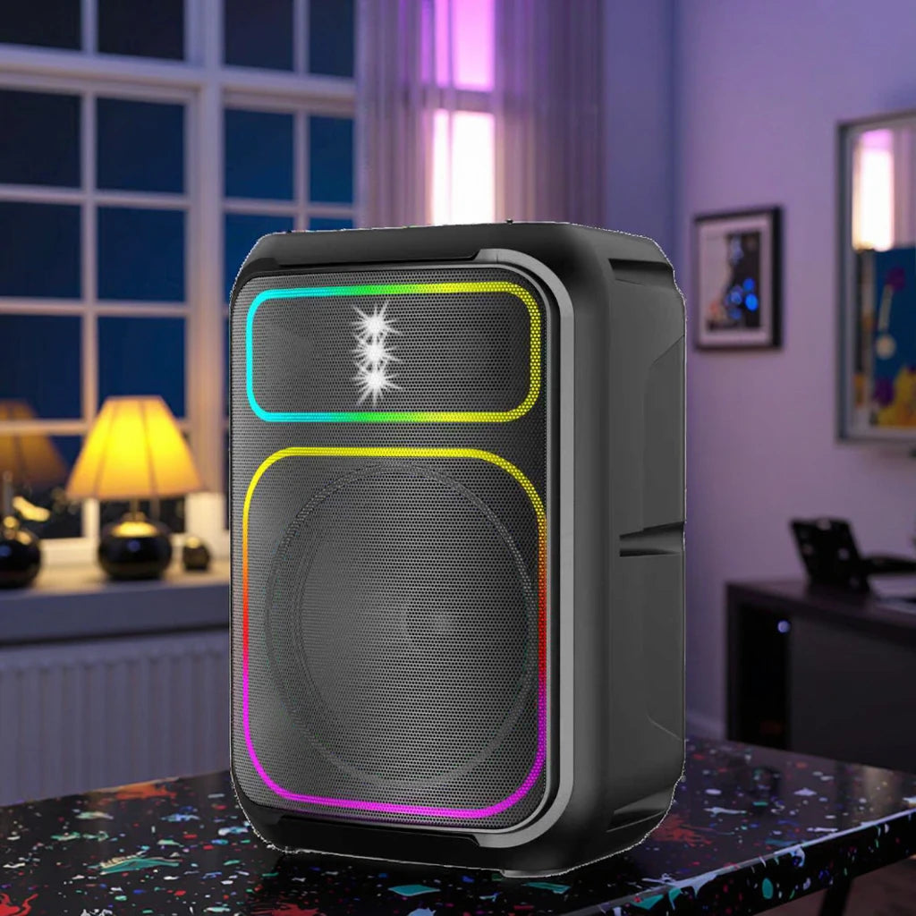 Powerful Wireless Bluetooth Boombox Speaker With Microphone for Portable Karaoke and DJ Party