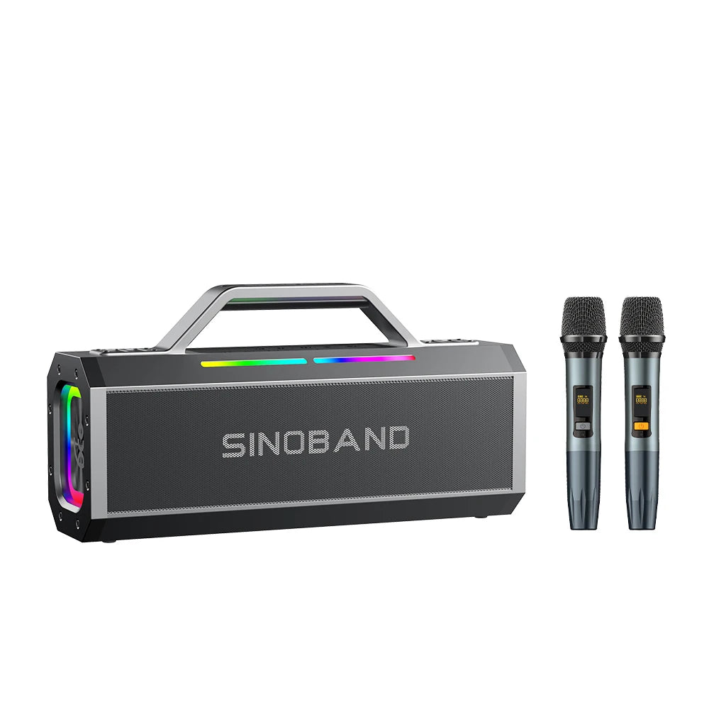 XDOBO SINOBAND Alps 150W Portable Speaker with 2 Wireless Microphones with Lights Supports USB/TF/AUX/TWS for Home Party