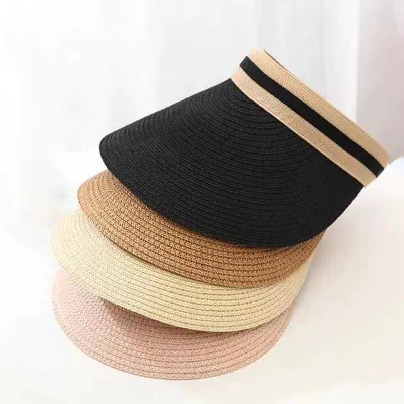 Summer Woman Sun Hats Anti-UV Female outdoor Visor Caps Hand Made Straw Cap Casual Shade Hat Empty Top Hat Beach cap