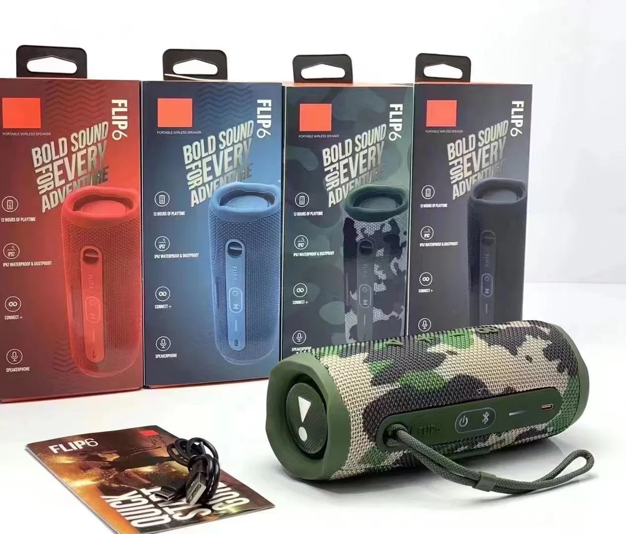 Flip6 Speaker Mini Portable 10W Wireless Music Player Waterproof Outdoor Sport Boombox Speakers for Home Gift Partybox Flip Box