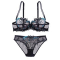 Women Sexy Bra And Panty No Padded Invisible Underwire Bra Sets Lace Embroidered Briefs Underwear Lingerie Set Plus Size 90D