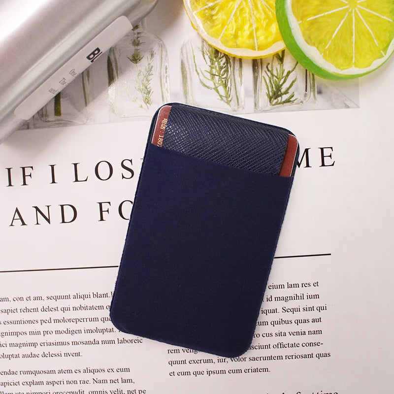 Fashion Leather Card Holder Elastic Solid Adhesive Sticker for Cell Phones Pocket Wallet Case with Convenient Cell Phone Pocket