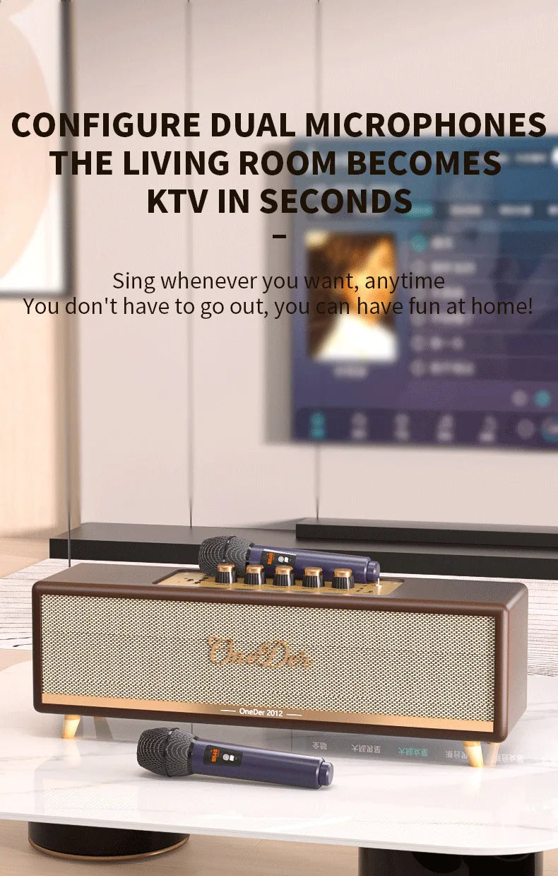 Oneder D8 High Quality Wireless Speaker Home Theater 3D System with Two Microphone for Karaoke