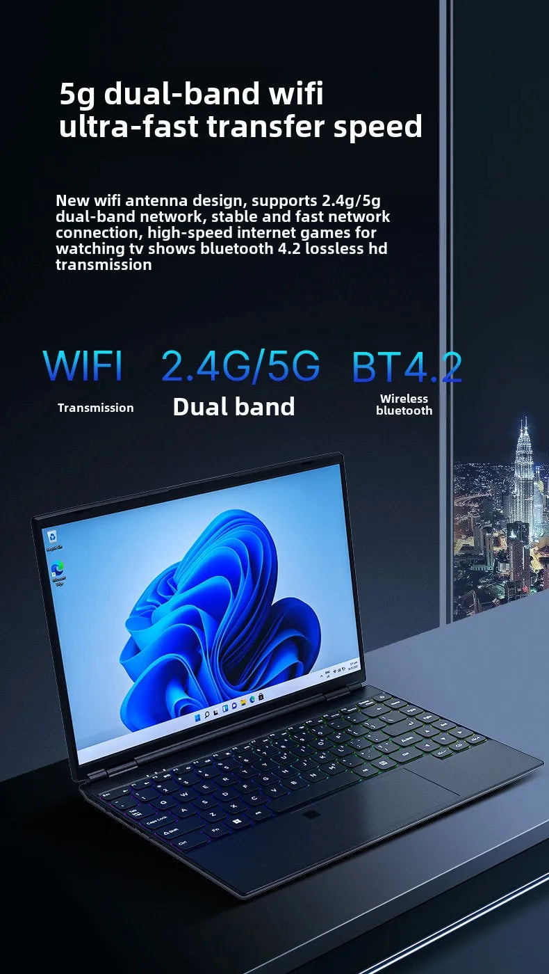 DEEQ 2025 New 14-Inch Business Laptop Intel N95 Quad-Core 32GB RAM 2TB SSD IPS Display English Windows 11 Pro Full-Size Keyboard