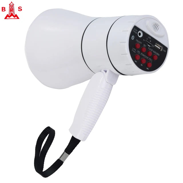 High Electroacoustic Fidelity Portable Rechargeable Megaphone Foldable Handheld Loudspeaker