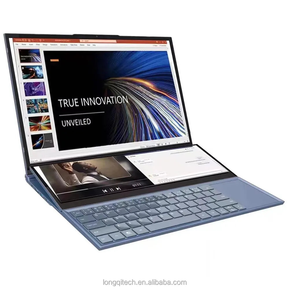 OEM Factory's Dual Screen Notebook Core I7-9750H Processor 16 Inch + 14 Inch 2K Touch Screen Laptop for Business New Camera
