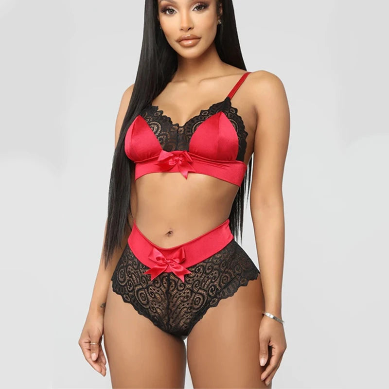 Two Pieces Set Lace Bra And Panty Sets Women Sexy Half Cup Bra Fashion Intimates Shorts Suit Summer Rave Festival Sexy Outfits