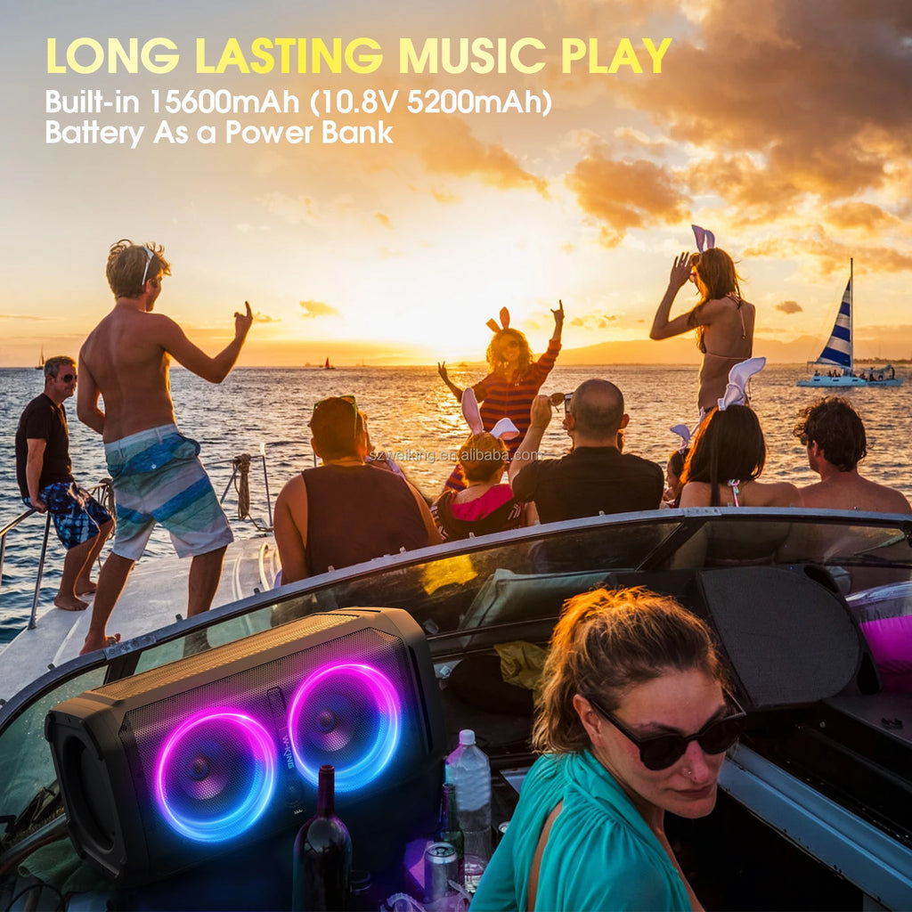 W-KING T11 5.25 Inches Stereo Portable Professional Wireless Big Speakers Outdoor DJ Bluetooth Party Speaker With LED Light
