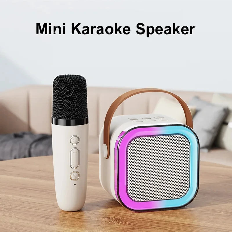 BT Tg117 Mini Karaoke Speaker RGB LED Lighting Modern Portable Battery Operated Wireless Microphone Plastic Clock Design for
