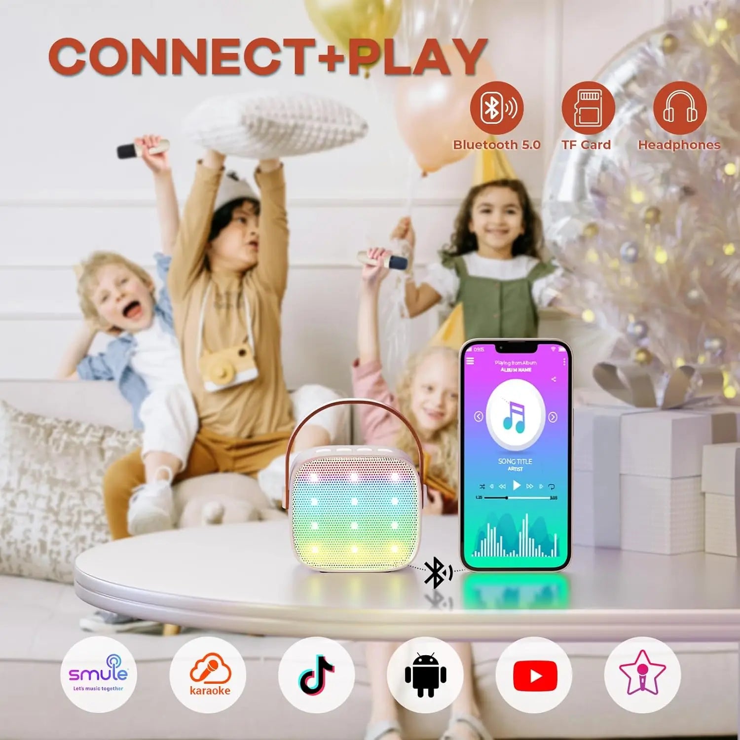 Portable for Bluetooth Karaoke Machine for Kids Adults Two Wireless Microphones with RGB LED Lighting Low Price Stock Available