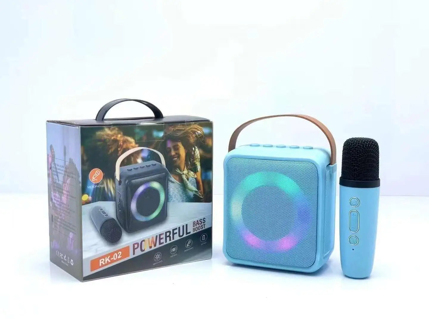 RGB Mini Portable Mini Home Theatre Wireless Speaker with Microphone Karaoke Bass Audio Player Battery-Powered WiFi