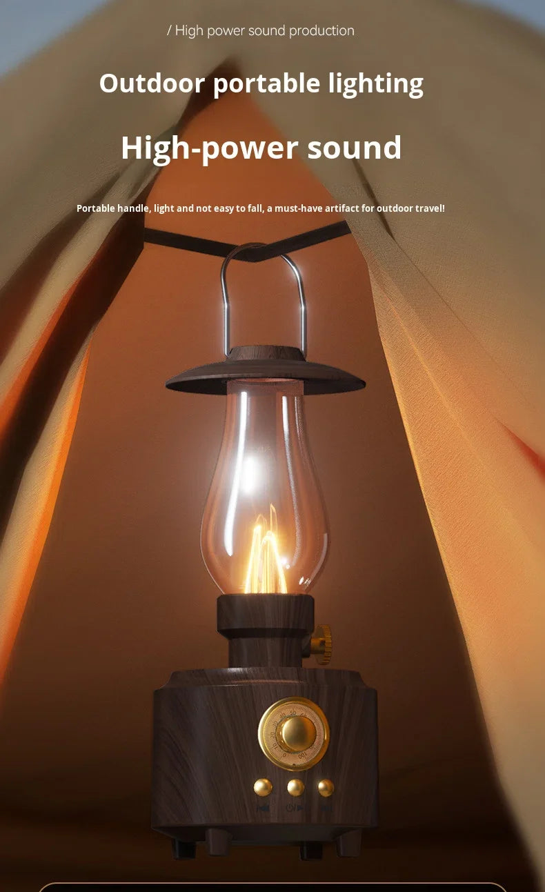 New Kerosene Lamp Retro Bluetooth 5.3 Speaker Outdoor Portable Flame Camping Atmosphere Light Table Small Night Light