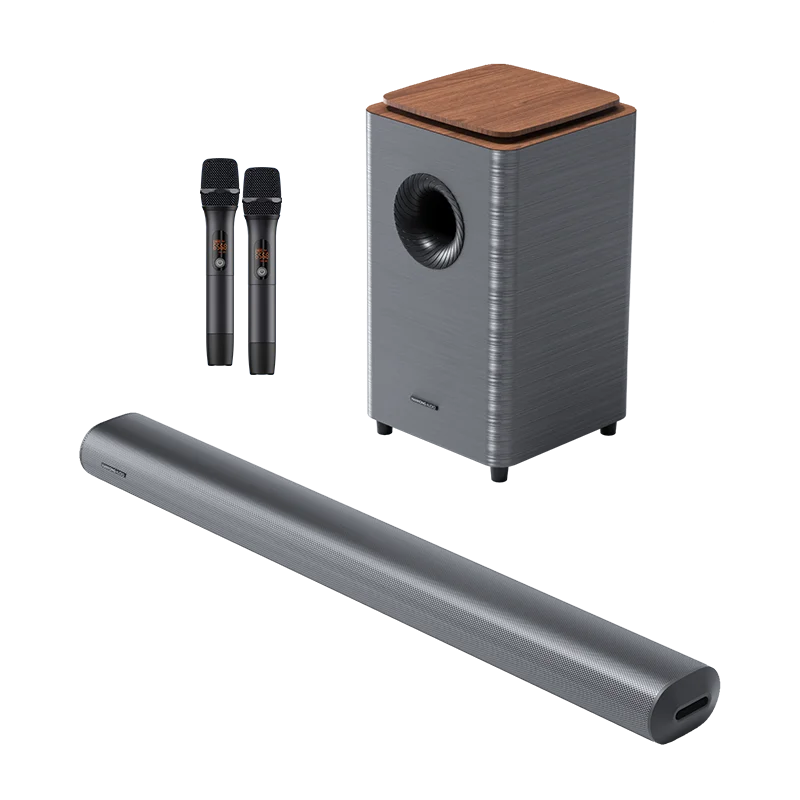 High Fidelity Wooden Subwoofer Audio System HDMI ARC Bluetooth 5.3 Soundbar with 4 EQ Modes 3D Surround Sound Speaker