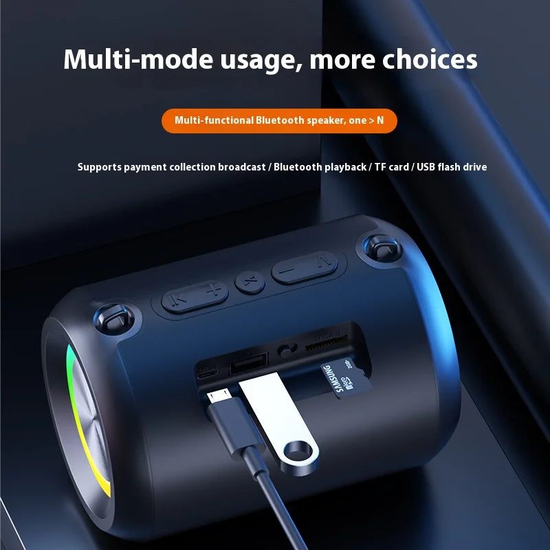 Portable for Bluetooth 5.4 Speaker with RGB LED Lights Waterproof Loud Sound Deep Bass Wireless Stereo Pairing Metal Plastic