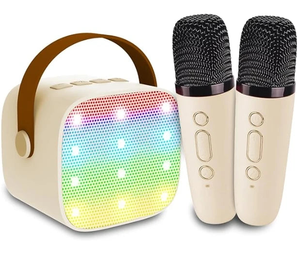 Portable for Bluetooth Karaoke Machine for Kids Adults Two Wireless Microphones with RGB LED Lighting Low Price Stock Available