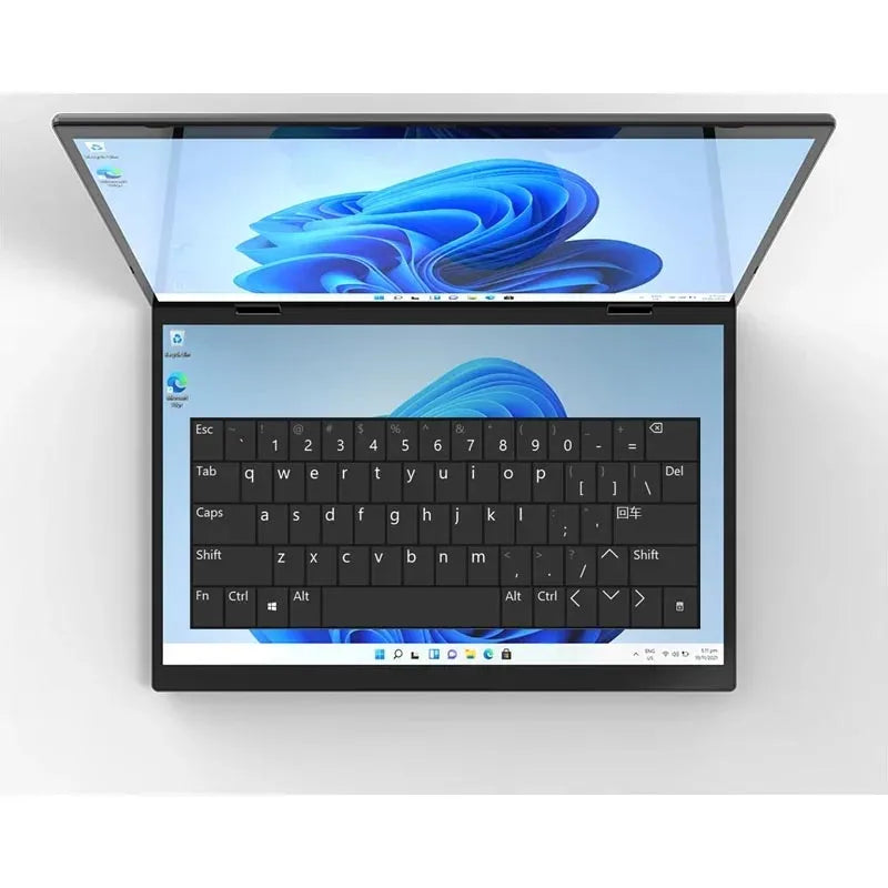 Intel N100 CPU Dual Screen Laptop 14"+14  Dual Touch Screen Notebook 16GB 32GB 360 Degree Flip Metal Case 2 in 1 Laptop Computer