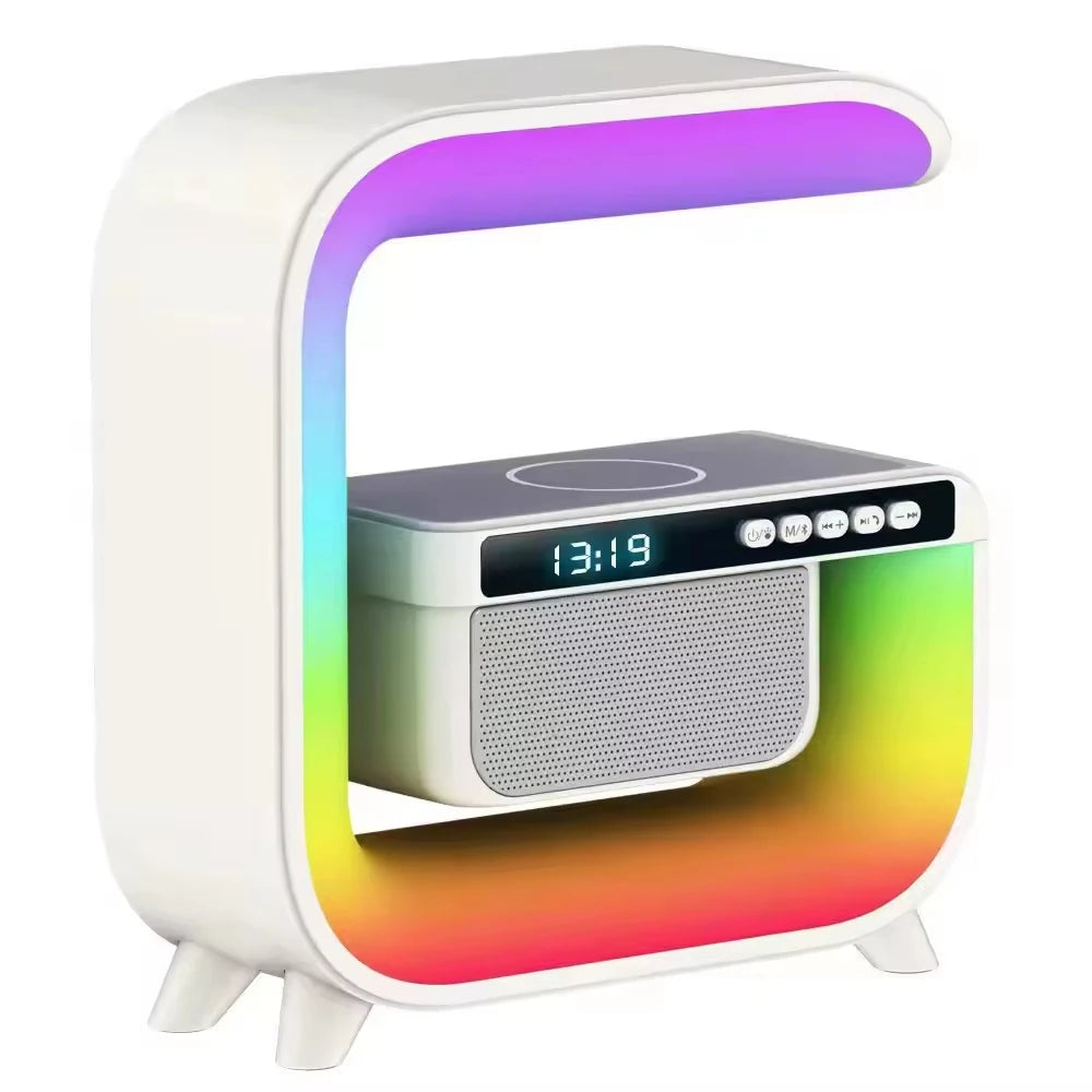 G3 Wireless Charging Bluetooth Speaker With Alarm Clock RGB LED Light 5W Subwoofer Multifunctional Desktop Audio Night Lamp