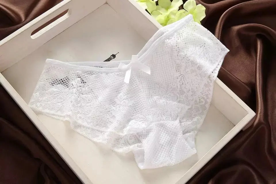 Femme Underwear Set Sexy Panties Lace Lingerie Push Up Thin 3/4 Cup Bralette Hollow Out Briefs Bra Panty Beauty Back Top Bottoms