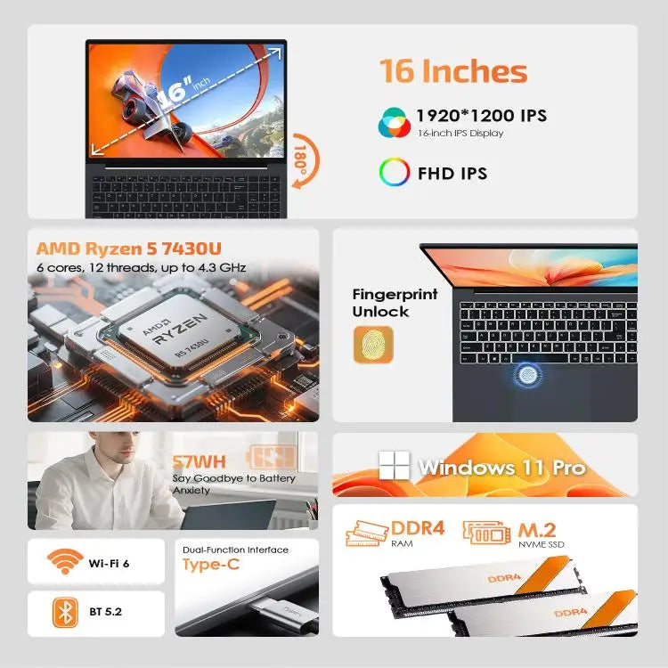 GXMO T160 16 inch Win 11 Laptop 512GB