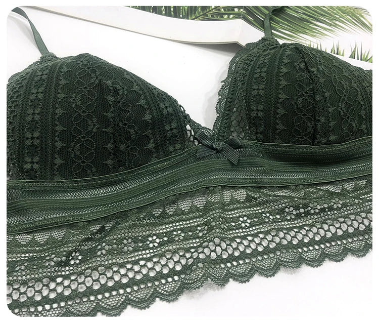 Women French Lace Bra Set Seamless Underwear Set Backless Vest Sexy Panties Elastic Ultrathin Bralette Female Lingerie Intimates