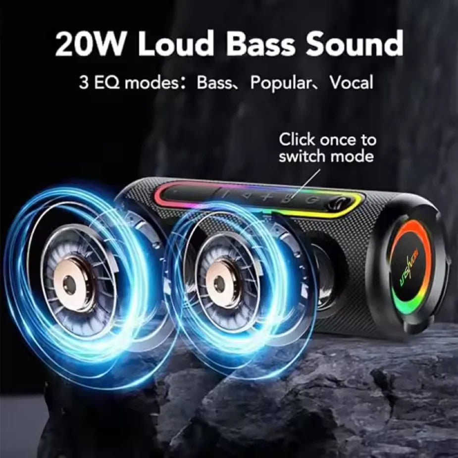Fabric Design TWS Bluetooth Speaker 20W Portable Lanyard Dynamic RGB Light Wireless Fast Pairing Customizable Speakers