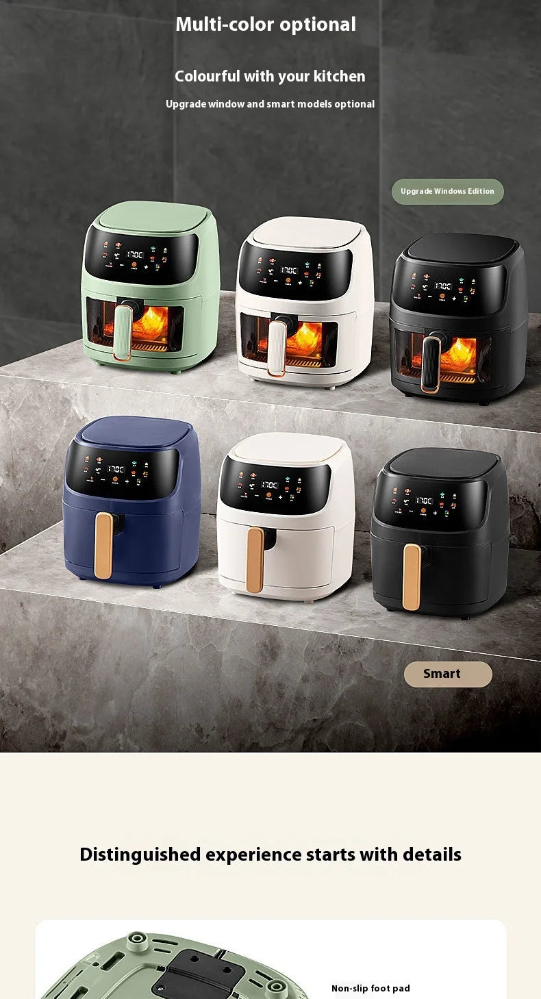 8L Modern Visual Smart Air Fryer Household All-in-One Color Touch Screen Plastic Electric Energy Efficient Class Eco-friendly