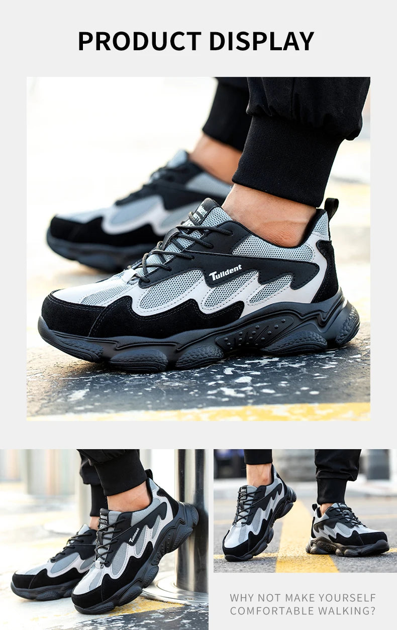 Safety Work Shoes Men Anti-Smashing Indestructible Steel Toe Cap Puncture-Proof shoes Lightweight Male Sofe Women Cosy Sneakers