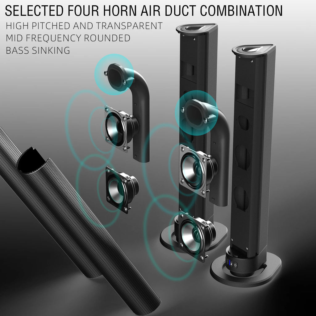 TV Sound Bar, Wireless Speaker with FM Detachable Soundbar Home Theater Surround Sound System TF Card/Aux/RCA Connection