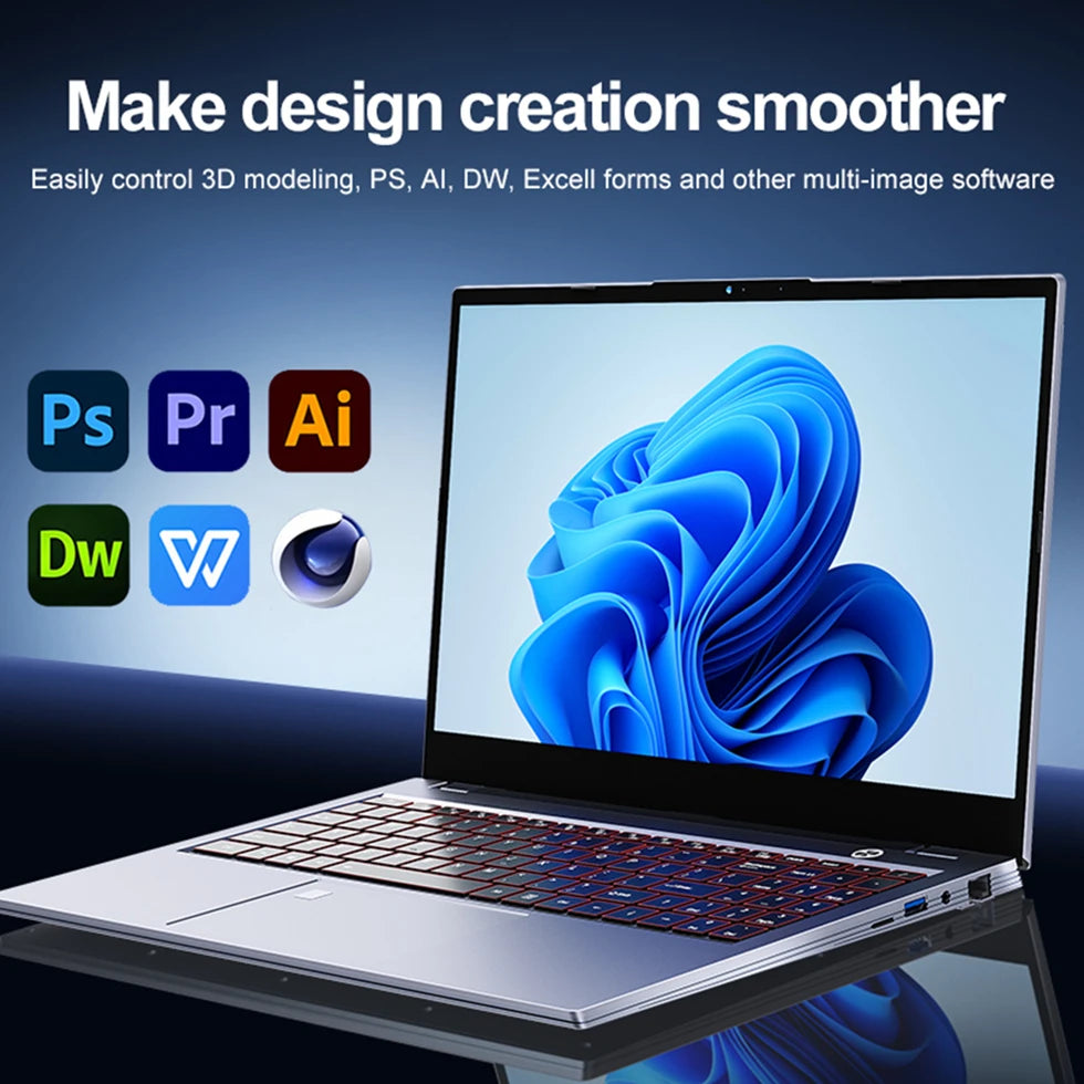 15.6 Inch I7 I9 Laptop Lightweight Portable Business Entertainment 16G 32G Office Laptop