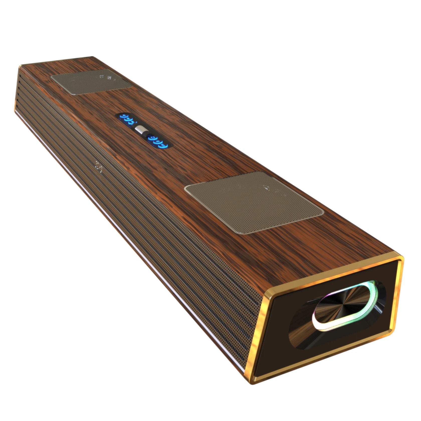2.1CH for Bluetooth Home Karaoke Theater System Family-friendly with Built-in Subwoofer & Wireless Wood & Plastic Microphone