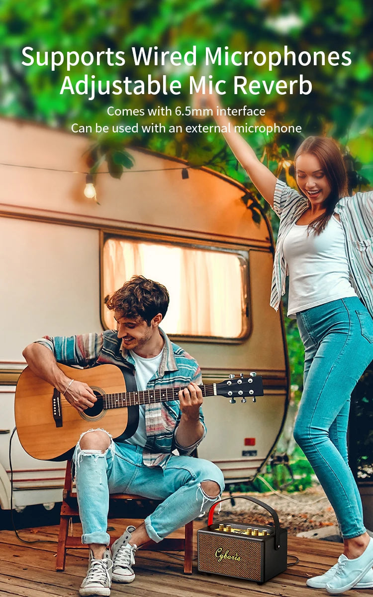 80W Karaoke Retro Speaker Powerful Portable Speaker with Bluetooth 5.3, Portable Handle, 24-Hour Playtime, for Party, Camping