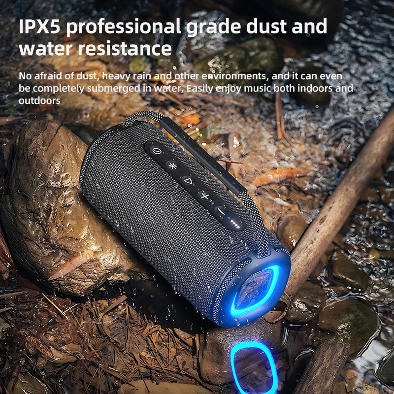 Rockmia EBS-617 30W Mini Portable Powerful Bass Speaker Bluetooth 5.3 Fabric Handle Waterproof IPX5 Stereo RGB Music  Box
