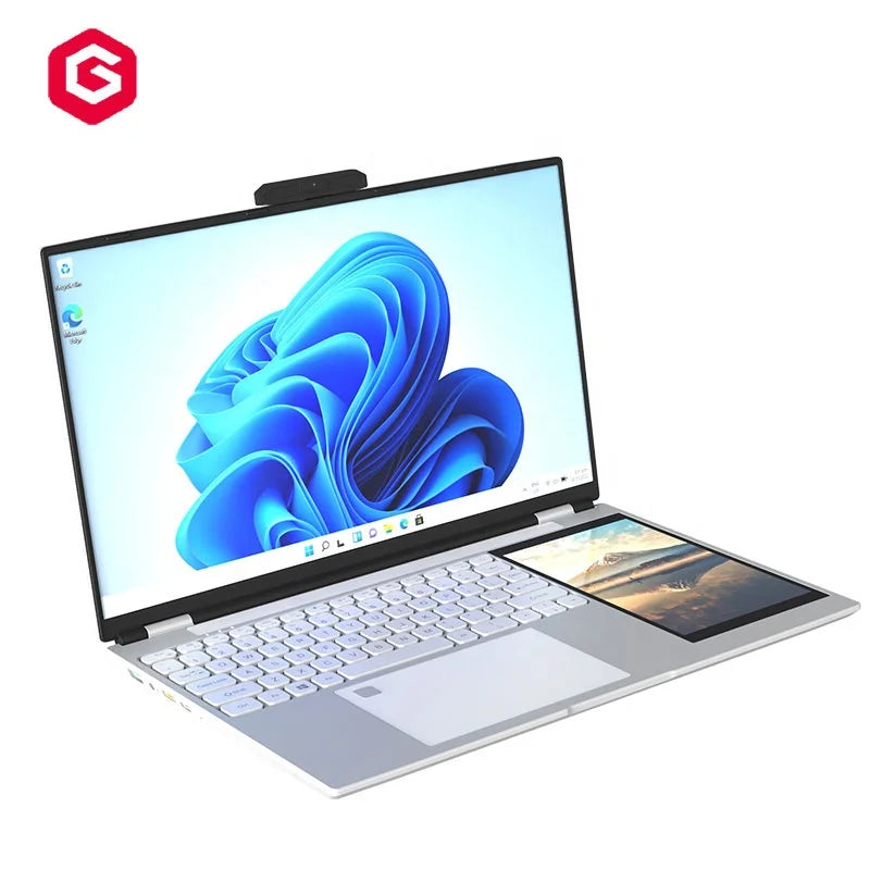 Customized Keyboard AZERTY Dual Screen Laptop Win 11 15.6" + 7inch Touch Screen Computer Student 11th Laptop for Business