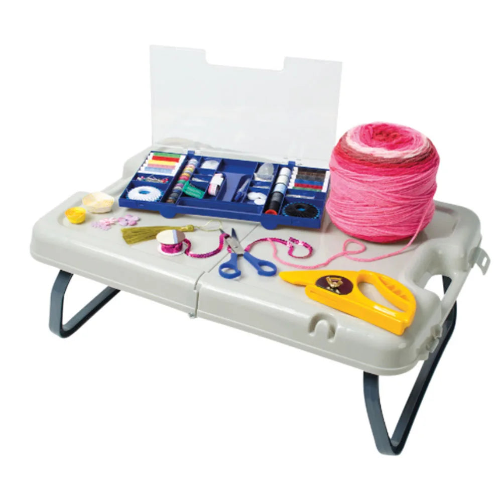 Folding Lap Desk with Storage Case  Multifunctional Folding Table Storage Case  Portable Plastic Mini Desk Camp Picnic Travel