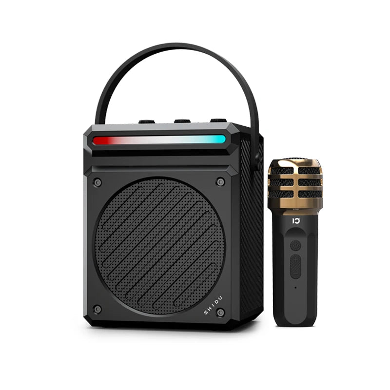 SHIDU 30W 4 Inch Loud Sound RGB Light Karaoke Party Bluetooth Portable PA System Speaker with Wireless Microphone