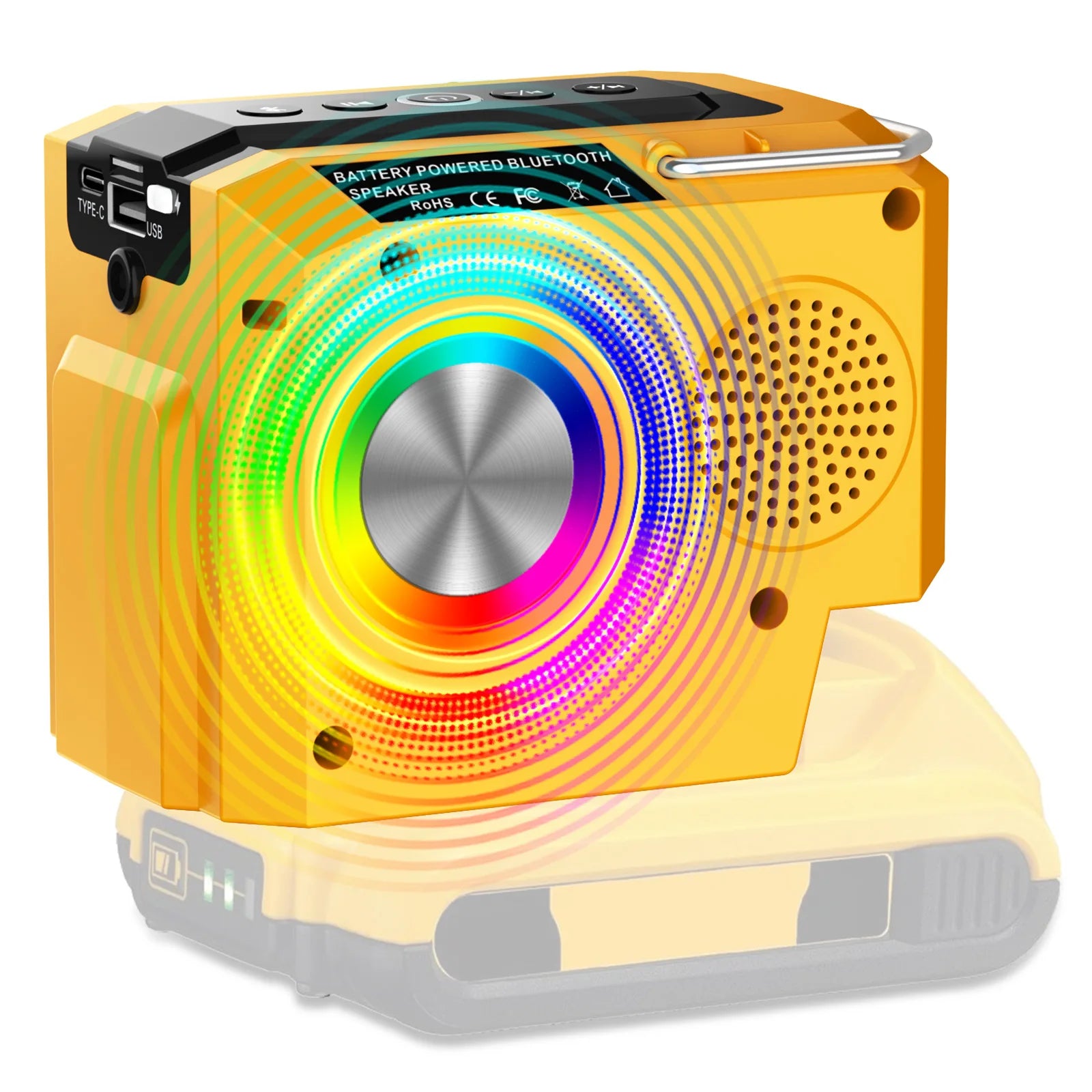 10W Bluetooth Speaker Fit for Milwaukees 18v M-18 Battery Portable Small Wireless Speaker for Camping Home and Party