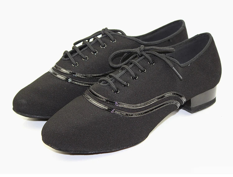 TOP Dance Shoes Latin Modern Men's Shoes Cowhide Two-point Sole Wear-resistant Oxford Cloth Upper Authentic Lace Up Ballroom