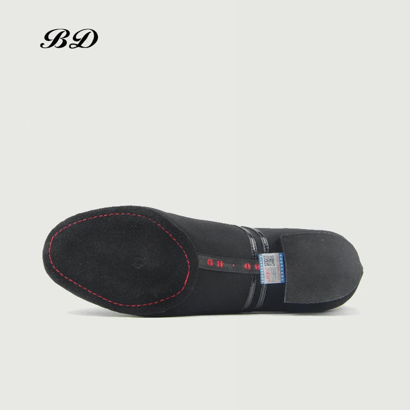 TOP Dance Shoes Latin Modern Men's Shoes Cowhide Two-point Sole Wear-resistant Oxford Cloth Upper Authentic Lace Up Ballroom