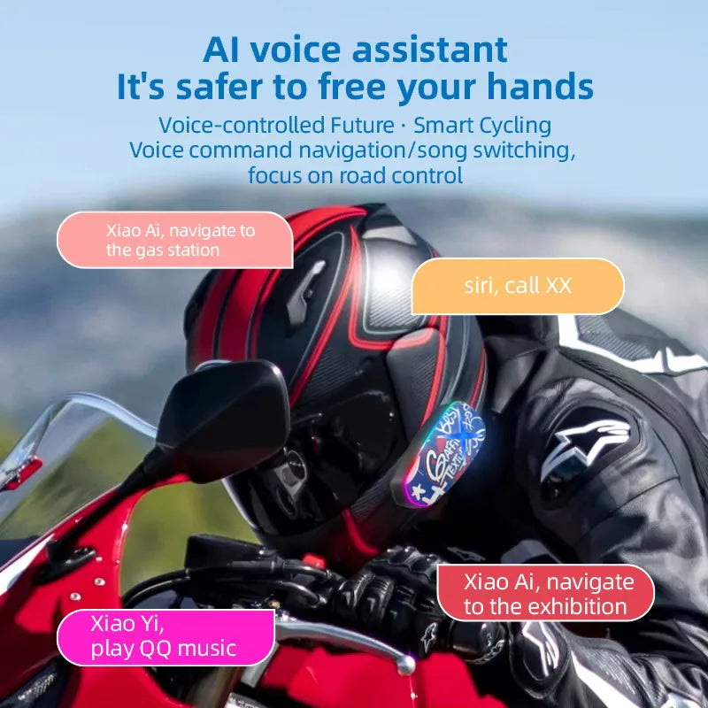 Cyboris K15 Motorcycle Headphones, 3D Surround Sound Quality, Hands-Free Call/Music, IP65 Waterproof, Ultra-long Battery Life