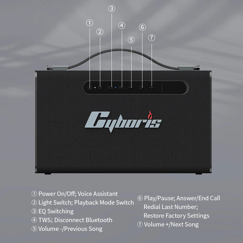 100W Portable Blue Tooth Speaker,  IPX6 Waterproof Wireless Speaker Subwoofer Deep Bass with Handle Support TF Card, AUX, TWS