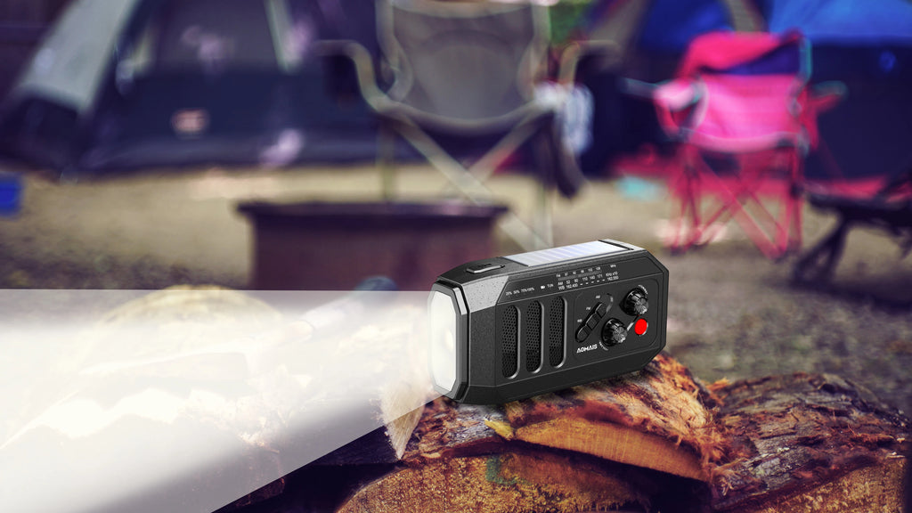 Solar Powered & Crank Hand-Operated Power Portable Wireless Speaker with FM Radio USB/TF/FM/BT/TWS/LED Flashlight