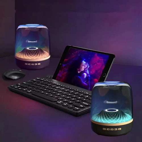 2025 Portable Desktop Mini Subwoofer for  Speaker with RGB Crystal Design Home Use Wireless Boomboxes