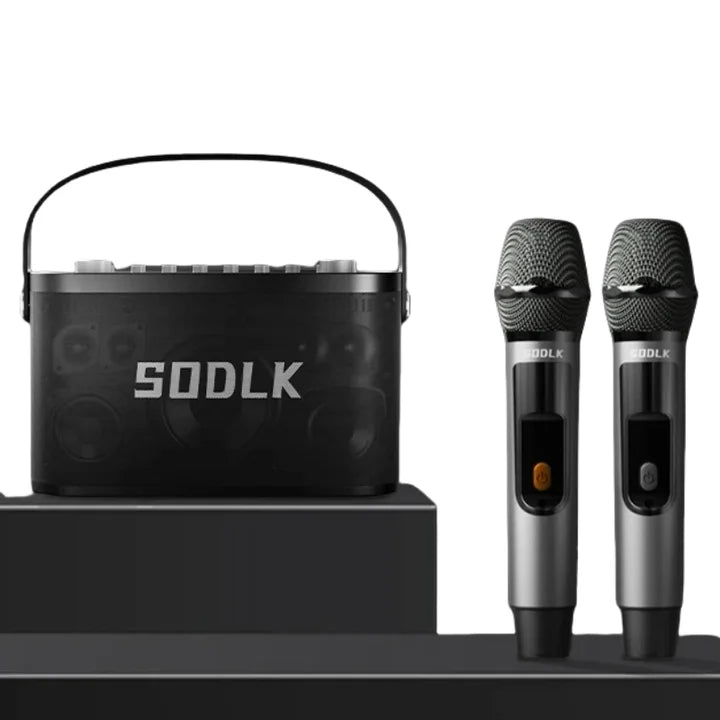 SODLK S1271PLUS 280W Portable Karaoke Machine with 2 Wireless Microphones Karaoke Speaker Supports AUX, USB, MIC, Live Streaming