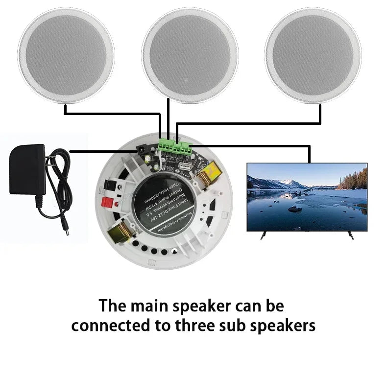 6-Inch 15W Active Load Indoor Audio Ceiling Speaker Waterproof Digital Class D Amplifier for Bluetooth Home Theatre 15W Battery
