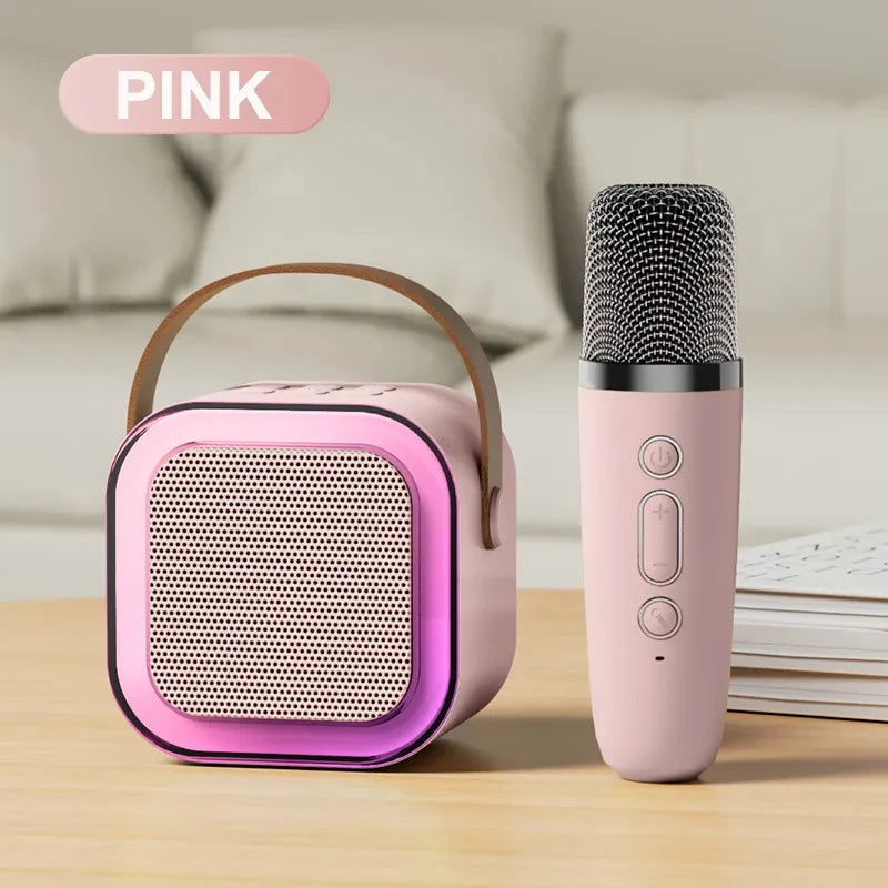 BT Tg117 Mini Karaoke Speaker RGB LED Lighting Modern Portable Battery Operated Wireless Microphone Plastic Clock Design for